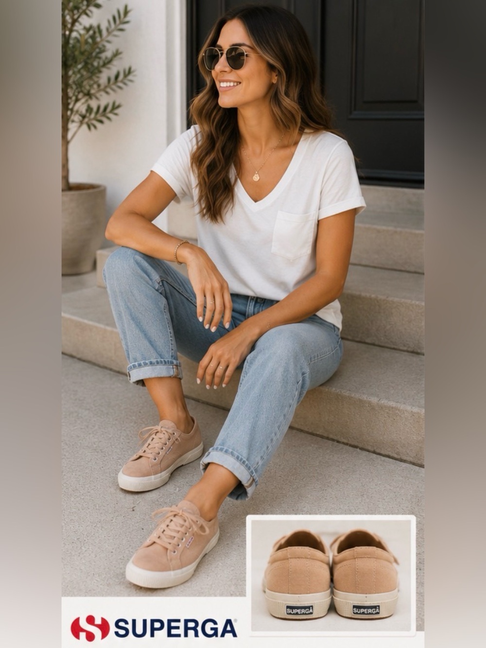 Superga 2750 Nude Blush Suede Sneakers Women’s Size 39 US 8 Low Top Casual Shoes